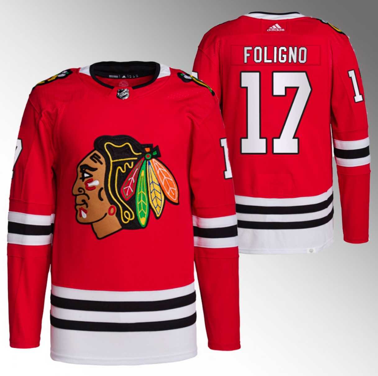 Men%27s Chicago Blackhawks #17 Nick Foligno Red Stitched Hockey Jersey